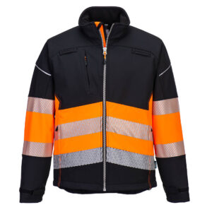 PW3 Jachetă Softshell Hi-Vis Clasa 1 Negru/Portocaliu