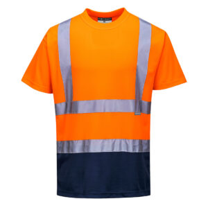 Tricou in Doua Nuante Portocaliu/Navy