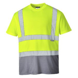 Tricou in Doua Nuante Galben/Gri