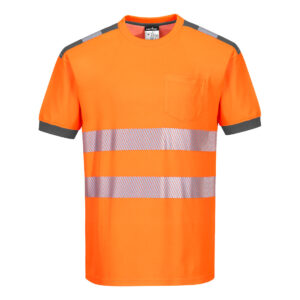 PW3 Tricou HiVis S/S Portocaliu/gri