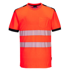PW3 Tricou HiVis S/S Rosu/Negru