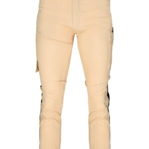 Pantaloni TUBBOS in talie, bej/negru